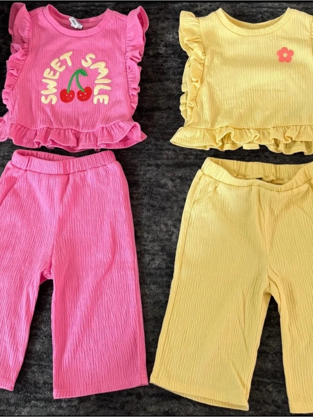Old Navy Girls Pink & Yellow Ruffle Matching Sets